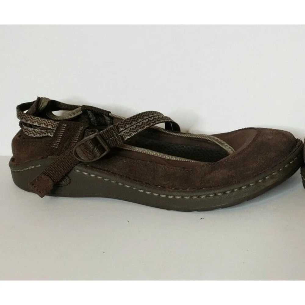 Chaco Kids Mary Jane Shoes Sz 5 Brown Suede Leather Adjustable Hard Toe Hiking